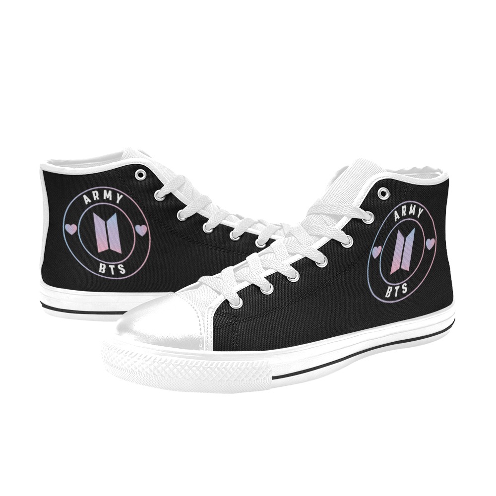 BTS-ARMY Women's Classic High Top Canvas Shoes (Model 017)
