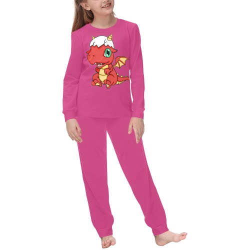 Baby Red Dragon Hot Pink Kids' All Over Print Pajama Set