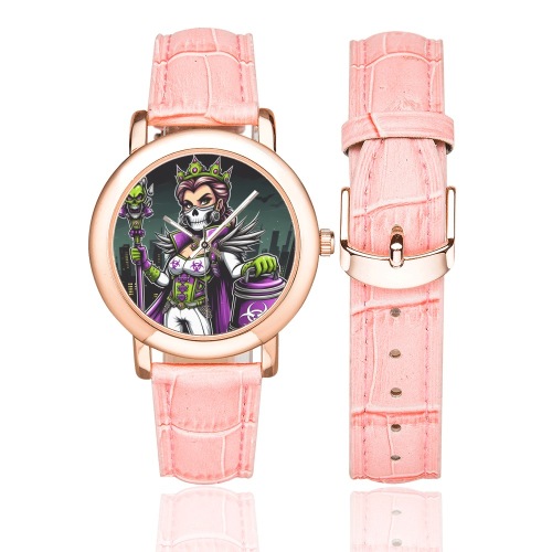 Toxic Lady_ Women's Rose Gold Leather Strap Watch(Model 201)
