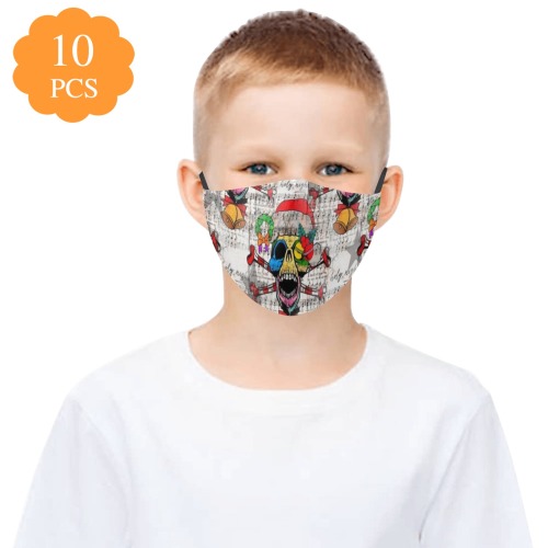 Christmas Skull Pop Art by Nico Bielow 3D Mouth Mask with Drawstring (Pack of 10 & 20 Filters Included) (Model M04)