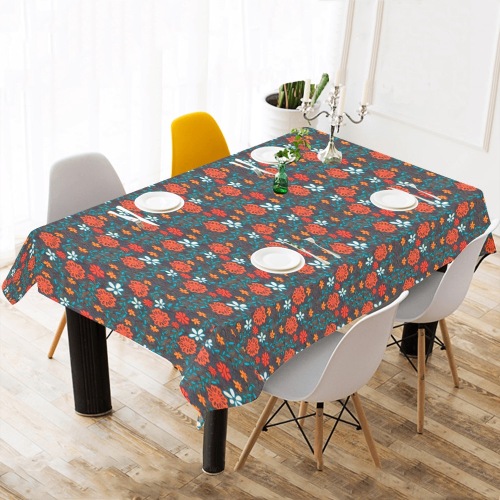Pretty floral pattern Cotton Linen Tablecloth 60"x 104"