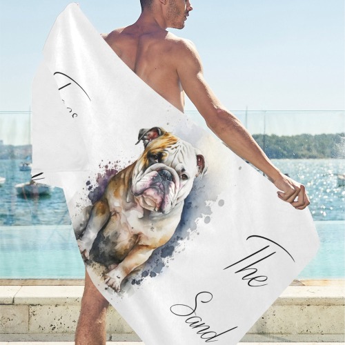 Bulldog Toes In The Sand Beach Towel 30"x 60"
