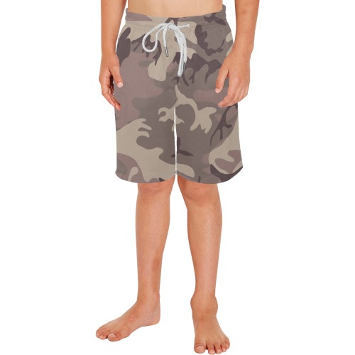 Camo Light Brown Boys' Casual Beach Shorts (Model L52)