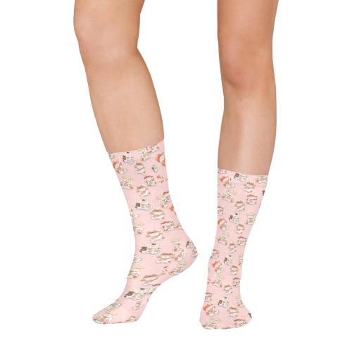 Cat Maneki Neko Pattern All Over Print Socks for Women