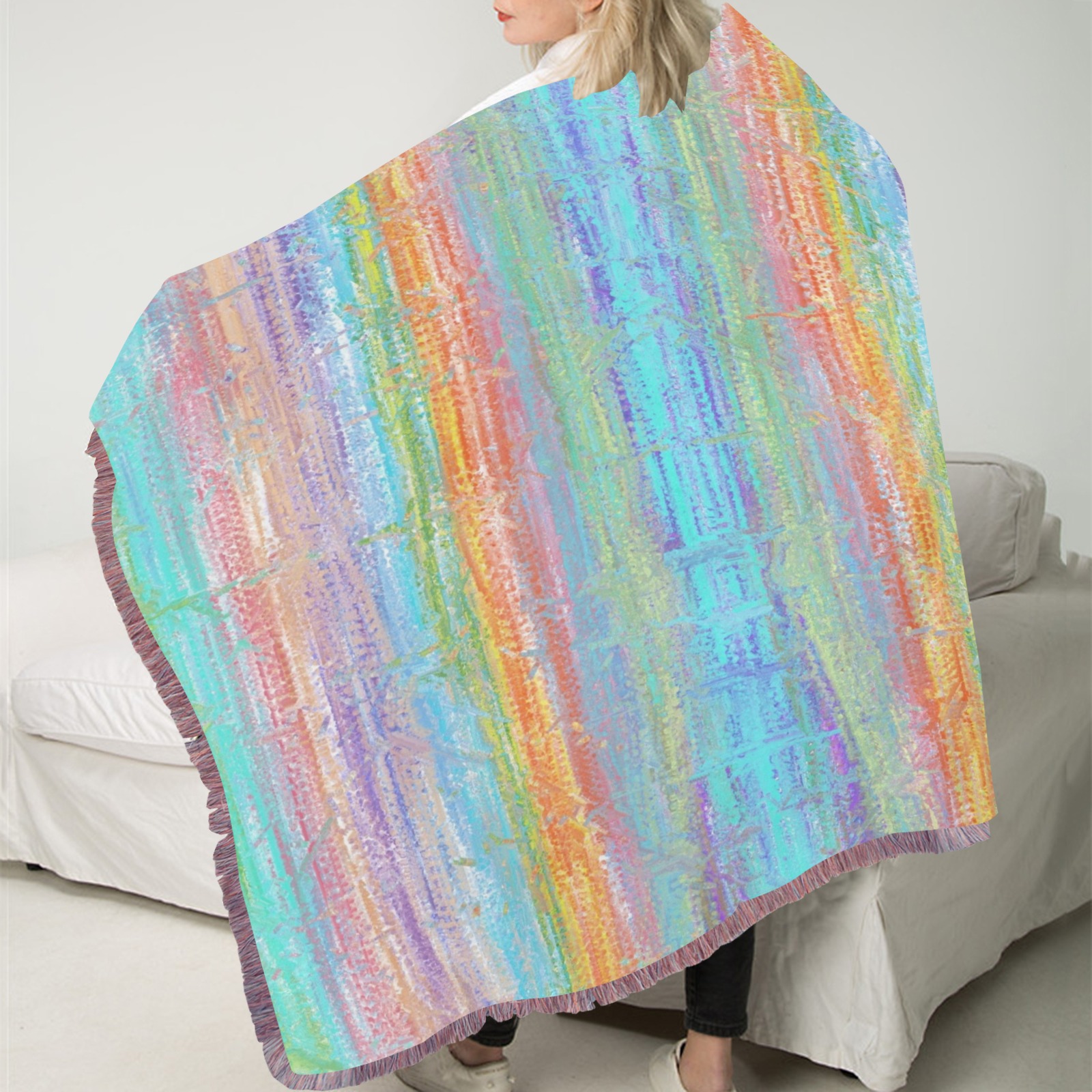 confetti 2 Ultra-Soft Fringe Blanket 60"x80" (Mixed Pink)