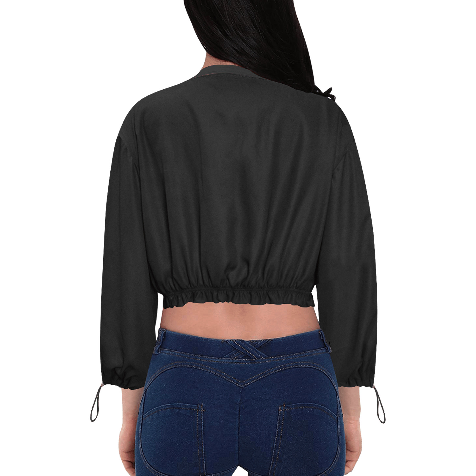 Black Cropped Chiffon Jacket for Women (Model H30)