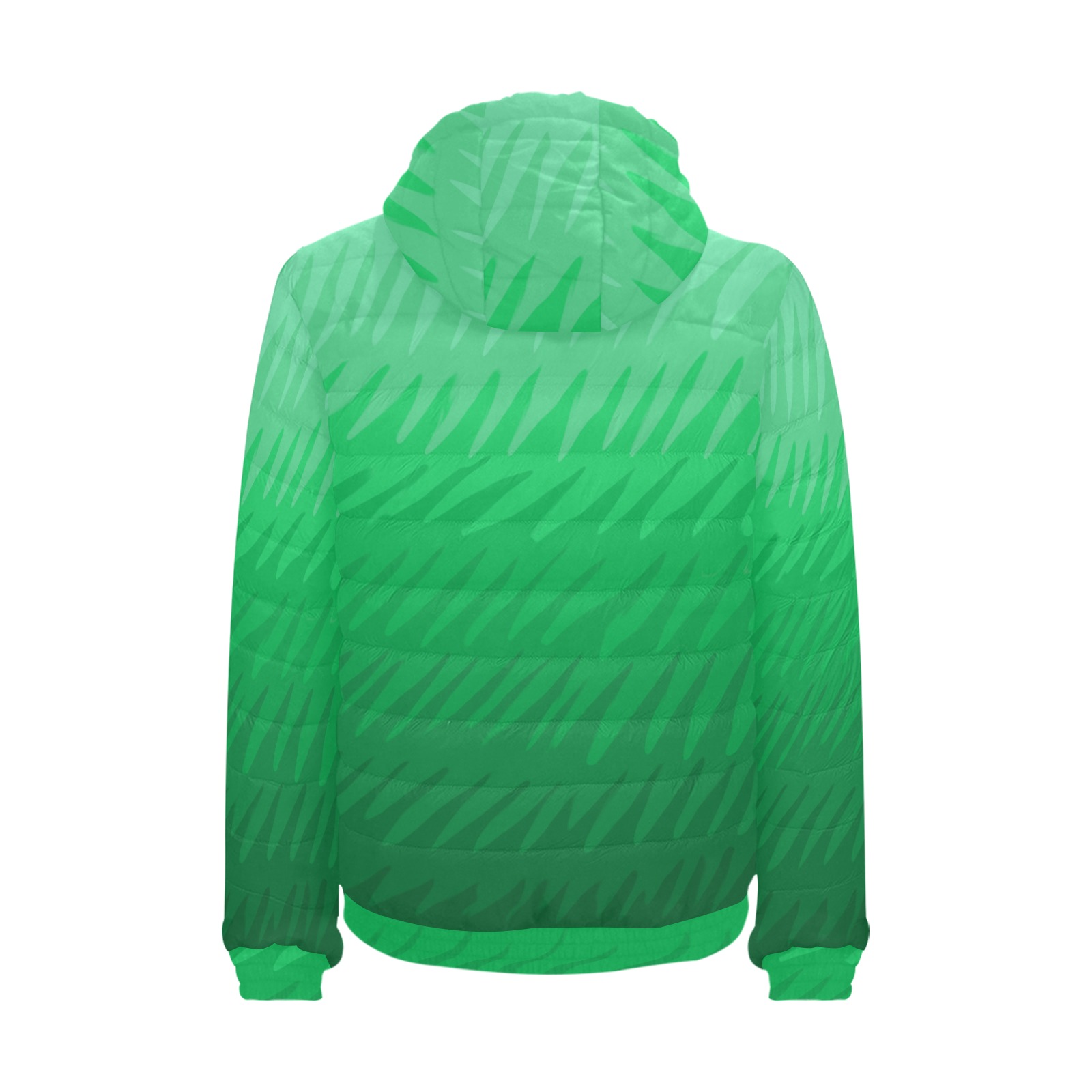 green wavespike Men's Padded Hooded Jacket (Model H42)