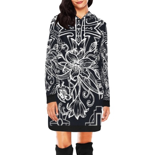 Gothic and Mystic Design Hoodie Dress All Over Print Hoodie Mini Dress (Model H27)