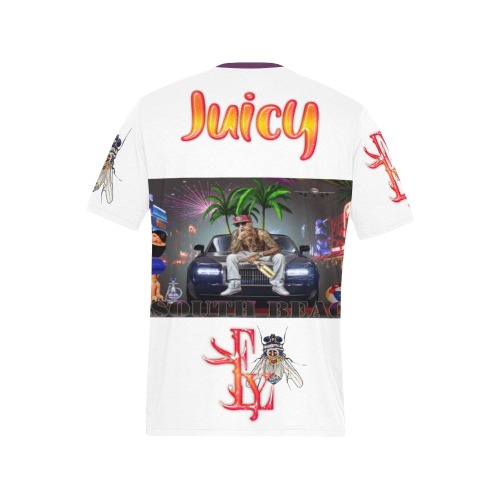 Juicy, Summer Time, South Beach Collectable Fly Men's All Over Print T-Shirt (Solid Color Neck) (Model T63)