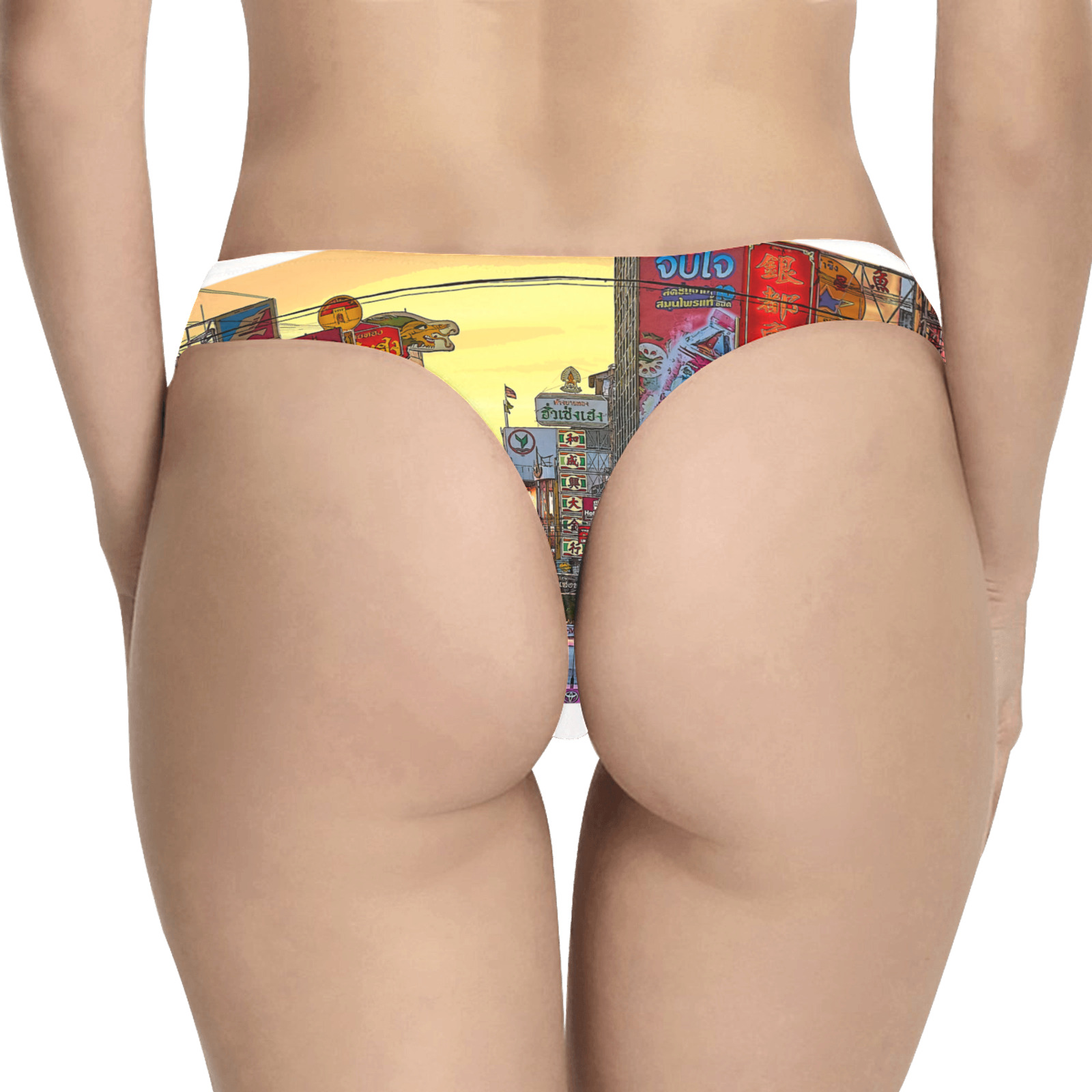 Chinatown in Bangkok Thailand - Altered Photo Women's All Over Print Thongs (Model L30)