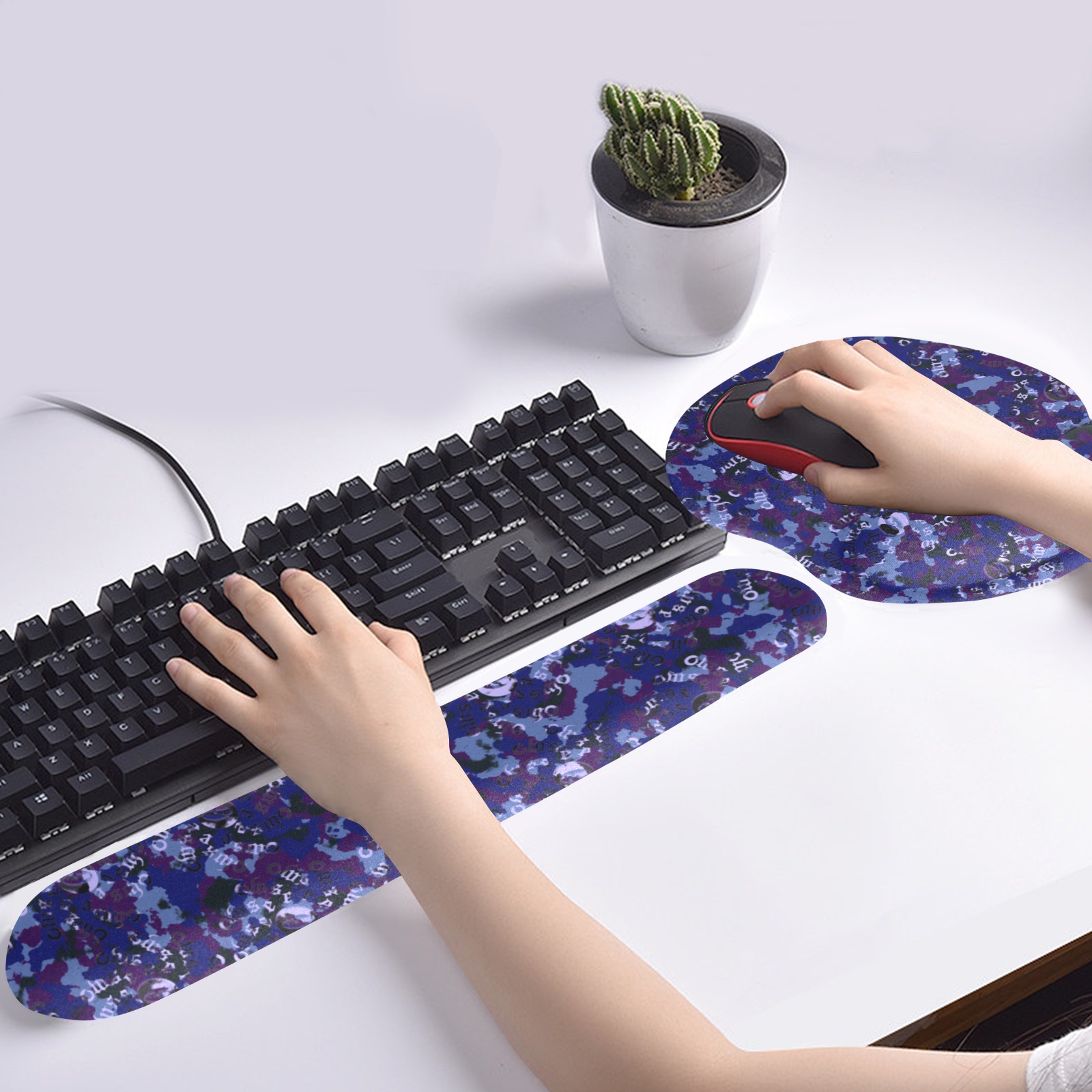 Adress1 Keyboard Mouse Pad Set with Wrist Rest Support