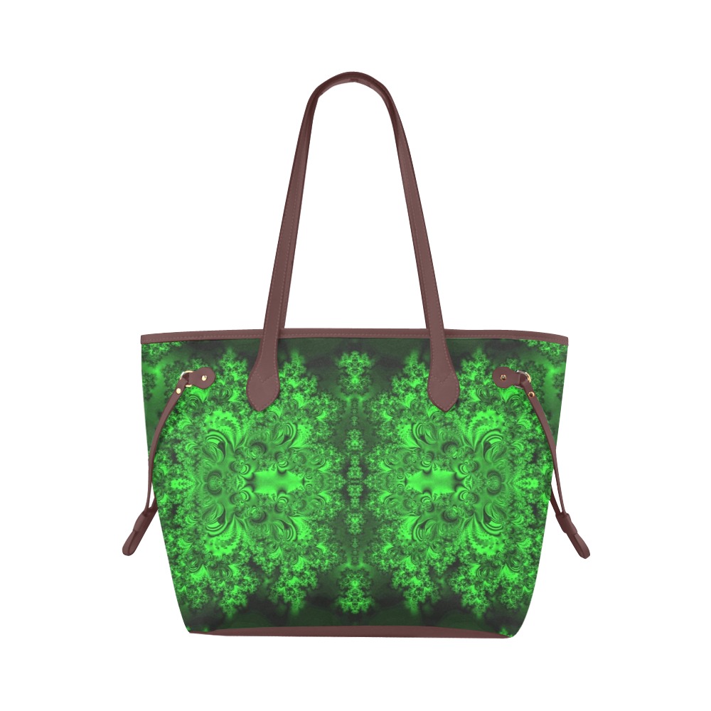 Frost on the Evergreens Fractal Clover Canvas Tote Bag (Model 1661)