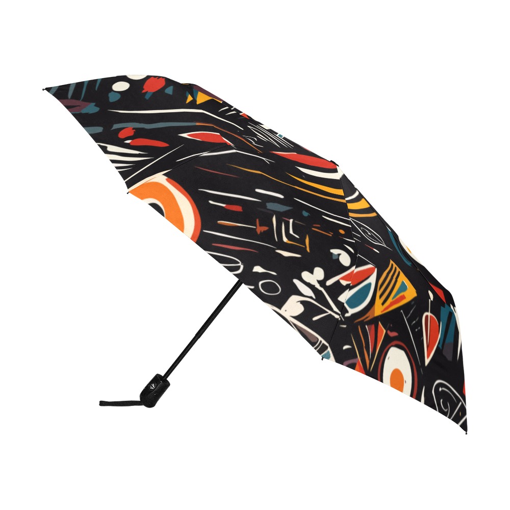 Stylish tribal abstract art. Cool shapes on black. Anti-UV Auto-Foldable Umbrella (U09)