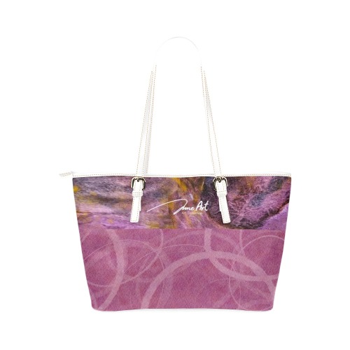 Pink Lady White Leather Tote Bag/Small (Model 1651)