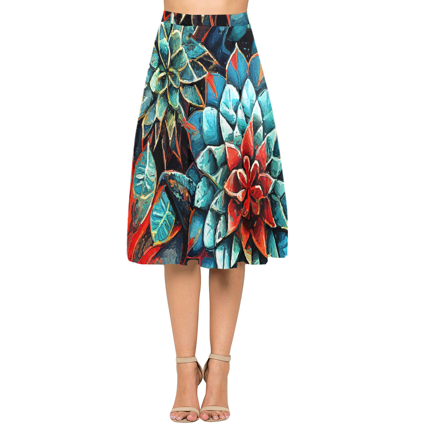 flowers botanic art (8) skirt fashion Mnemosyne Women's Crepe Skirt (Model D16)