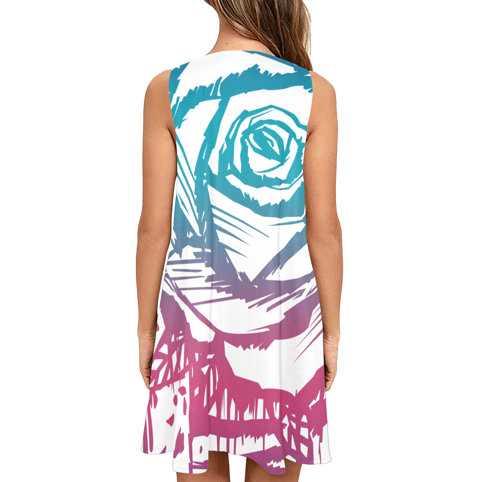 Candy Color Rose Sleeveless A-Line Pocket Dress (Model D57)