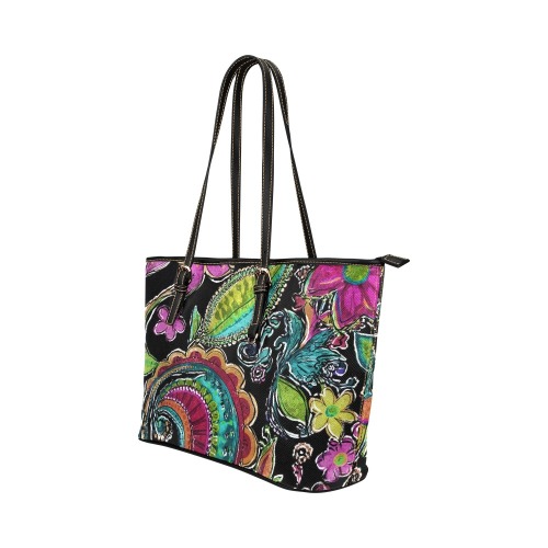 Paisley #2 Leather Tote Bag/Large (Model 1651)