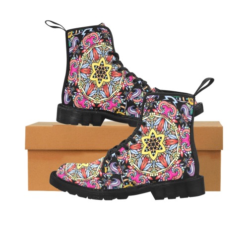 Fractoberry Fractal Pattern 000094W Martin Boots for Women (Black) (Model 1203H)
