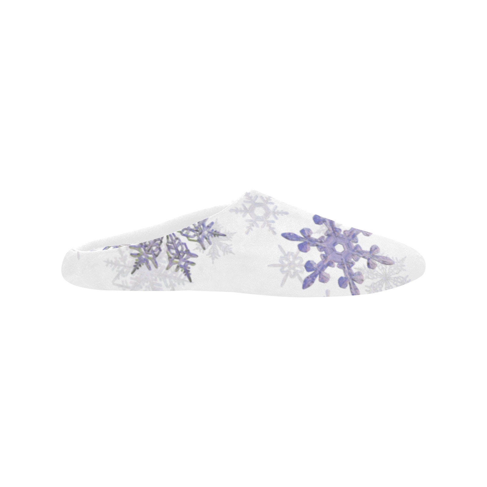 Snowflakes pattern blue Women's Non-Slip Cotton Slippers (Model 0602)