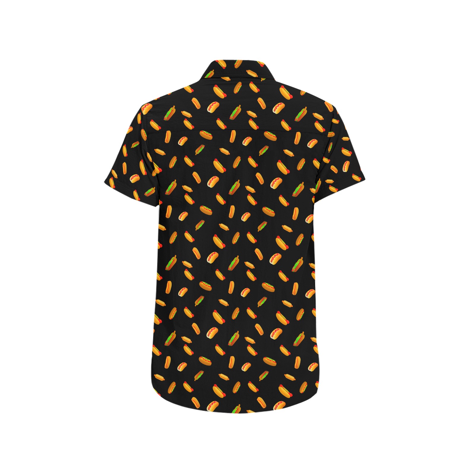 Hot Dog Pattern on Black Men's All Over Print Short Sleeve Shirt (Model T53)