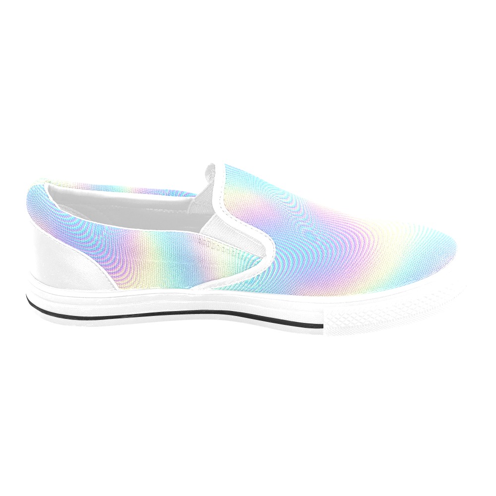 Holographic Rainbow Prints Women's Slip-on Canvas Shoes (Model 019)