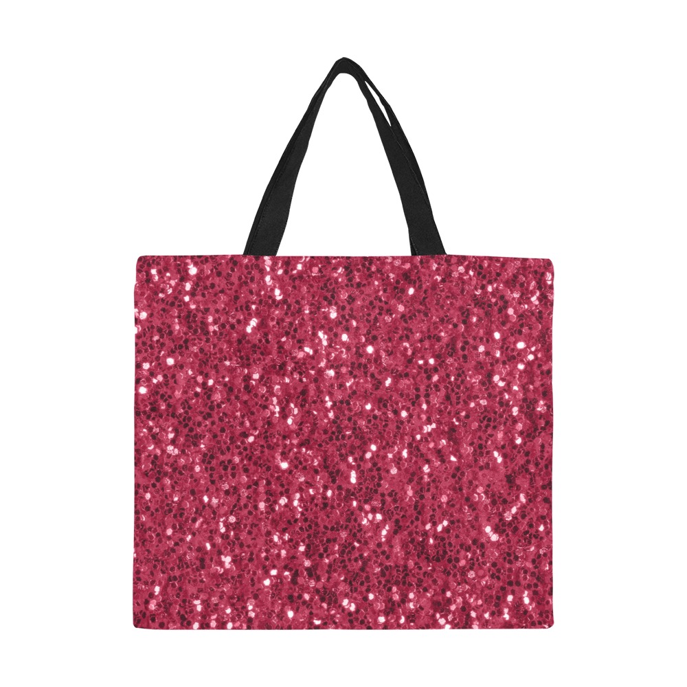 Magenta dark pink red faux sparkles glitter All Over Print Canvas Tote Bag/Large (Model 1699)