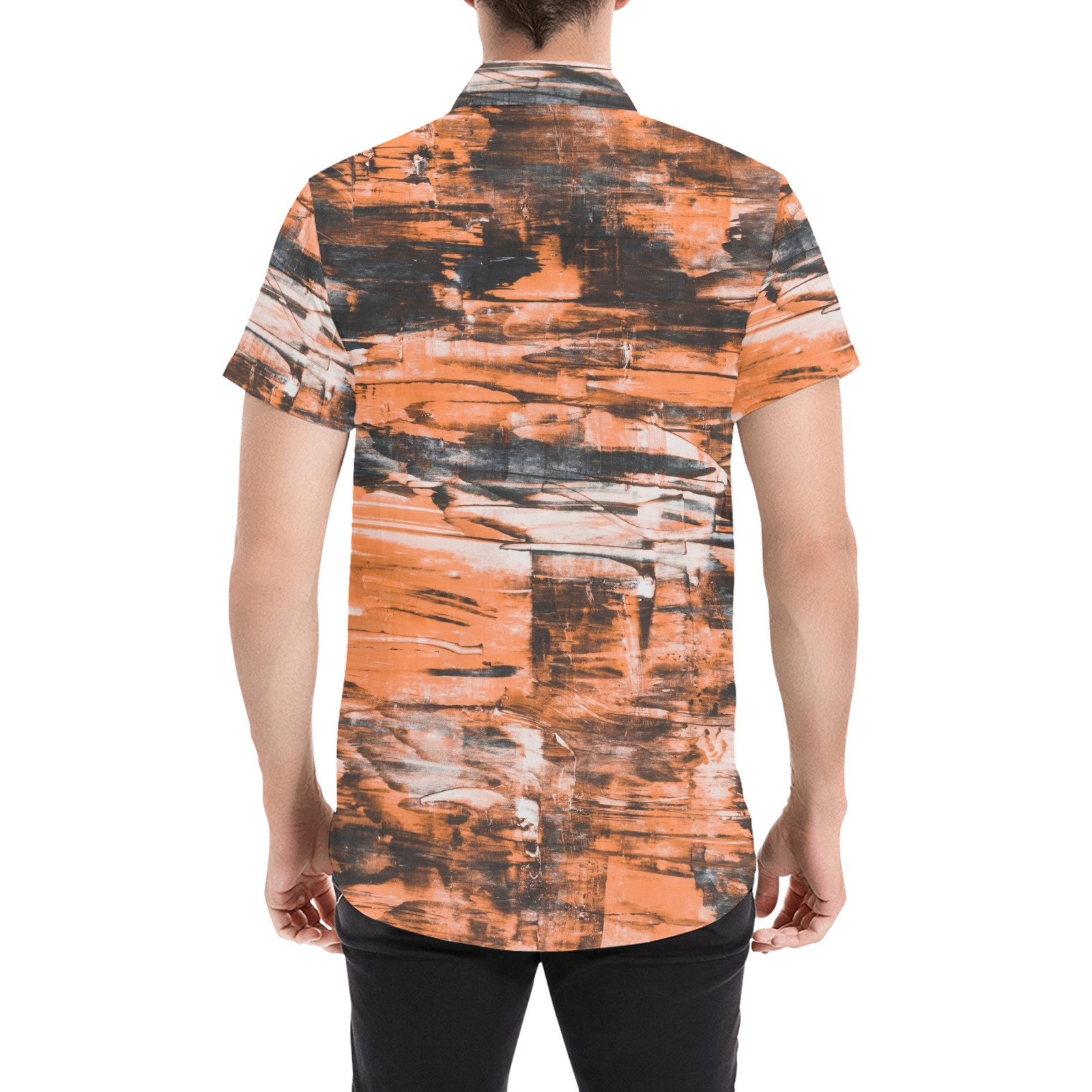 Black and Gold Grunge Men's All Over Print Short Sleeve Shirt (Model T53)