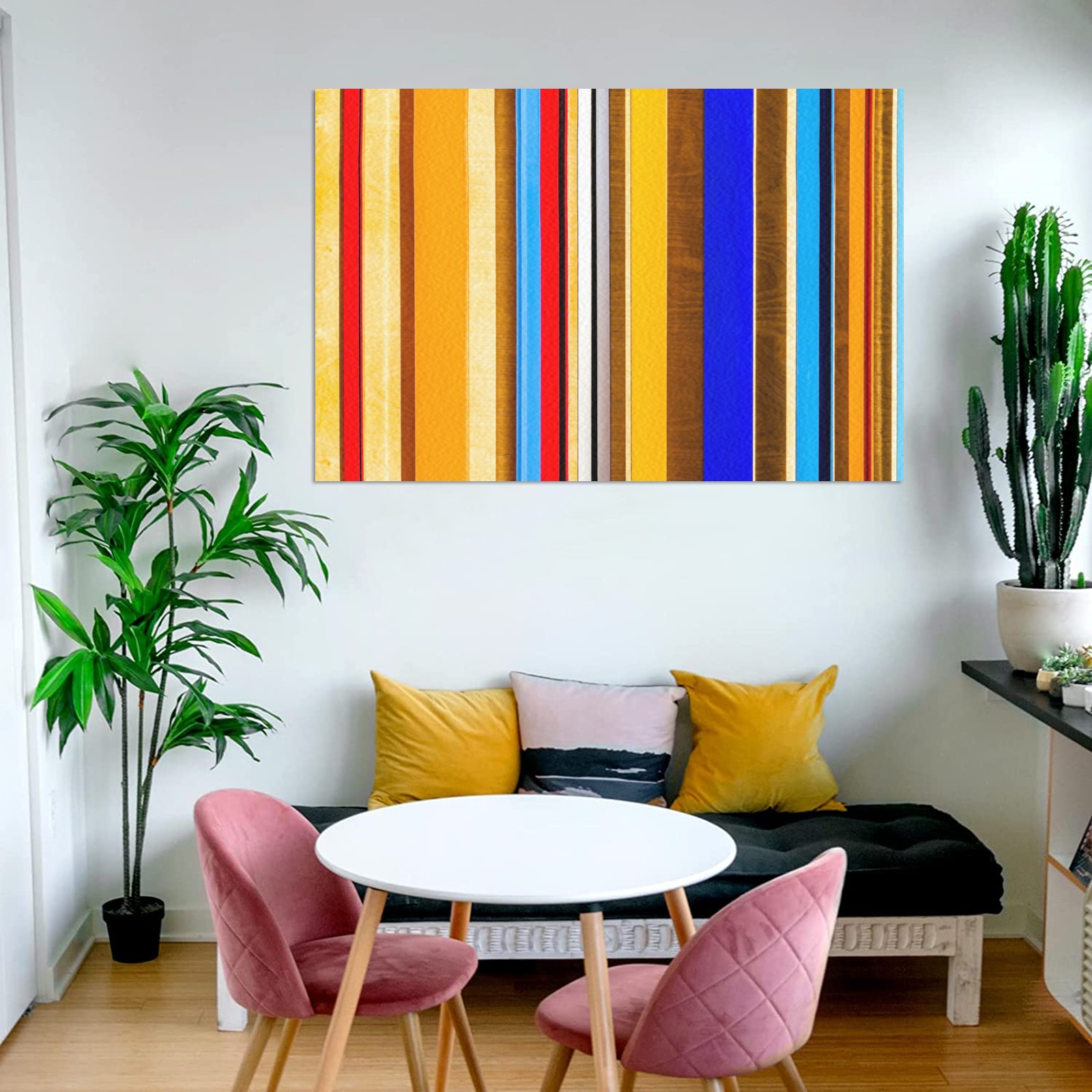 Colorful abstract pattern stripe art Frame Canvas Print 48"x32"