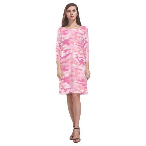 girlie-pink-ERDL Rhea Loose Round Neck Dress(Model D22)