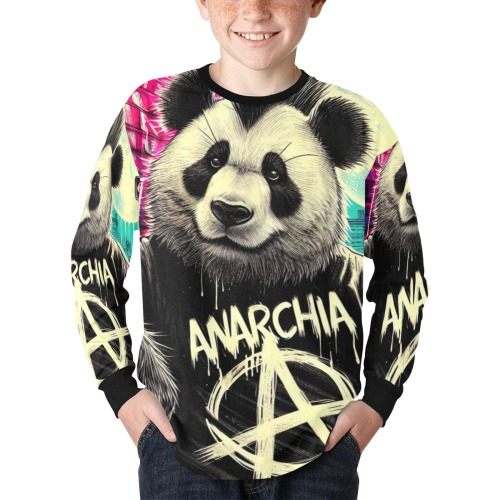 Anarchia d'Italia 2 Kids' Rib Cuff Long Sleeve T-shirt (Model T64)
