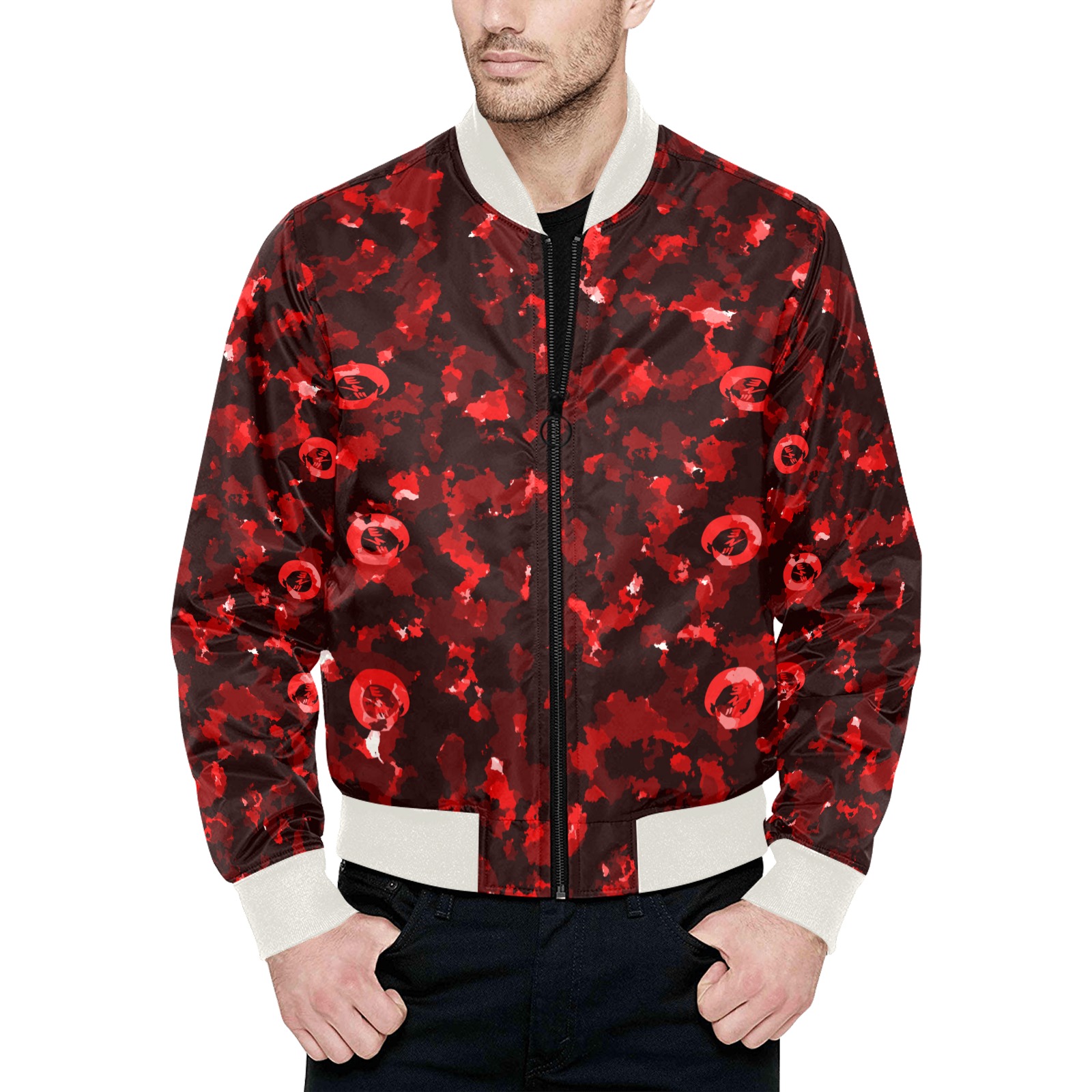 New Project (2) (2) All Over Print Quilted Bomber Jacket for Men (Model H33)