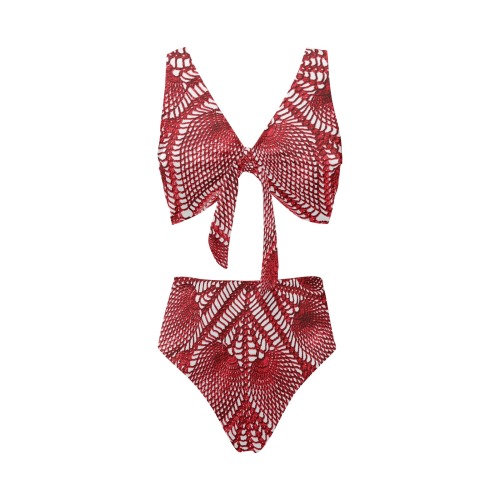 Bikini Swimsuit  crochet print- for HER Chest Bowknot Bikini Swimsuit (Model S33)