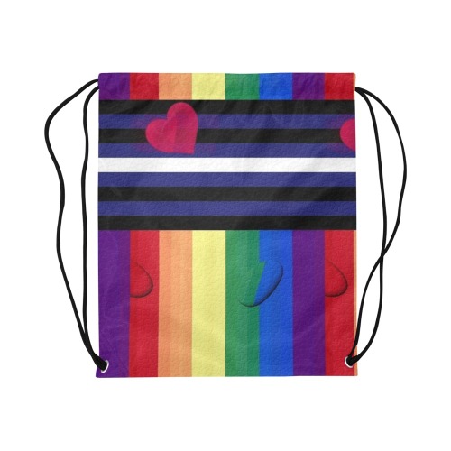 Leather Pride Flag Pop Art by Nico Bielow Large Drawstring Bag Model 1604 (Twin Sides)  16.5"(W) * 19.3"(H)