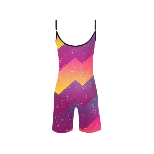 bright geometric seamless pattern with grunge effect_298851920.jpg Women's Short Yoga Bodysuit