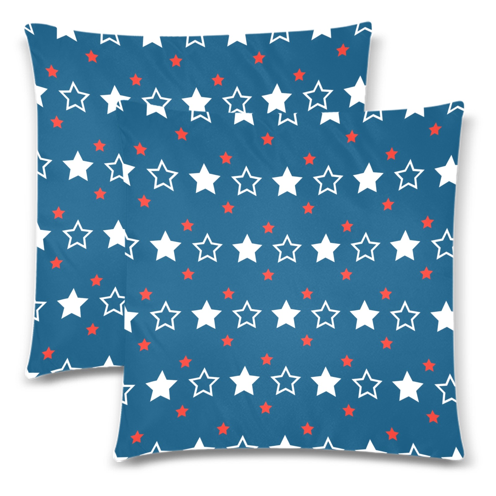 Patriotic Stars USA Custom Zippered Pillow Cases 18"x 18" (Twin Sides) (Set of 2)