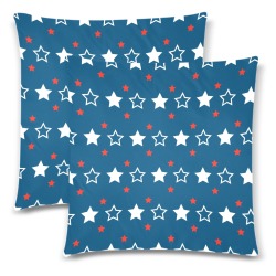 Patriotic Stars USA Custom Zippered Pillow Cases 18"x 18" (Twin Sides) (Set of 2)