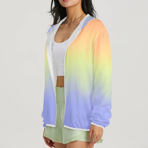 Summer brushstrokes SM4 Women's Lightweight Sun Protection Hoodie (Model H62)