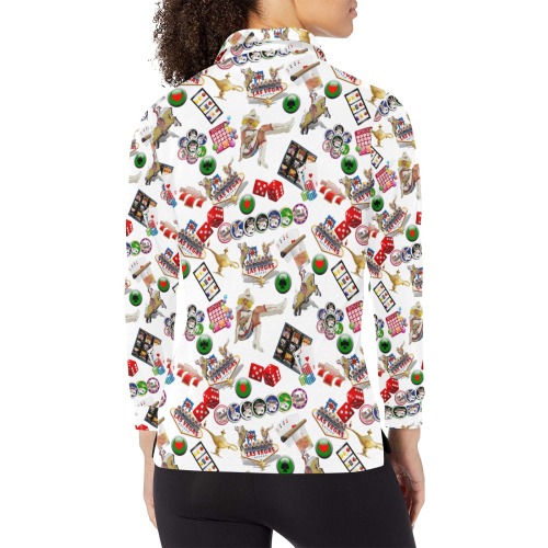 Las Vegas Icons - Gamblers Delight Women's Long Sleeve Polo Shirt (Model T73)