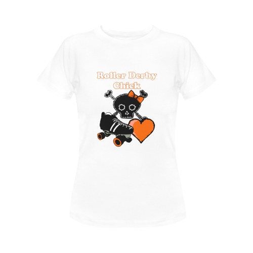 Roller Derby Chick (Orange) Women's T-Shirt in USA Size (Front Printing Only)