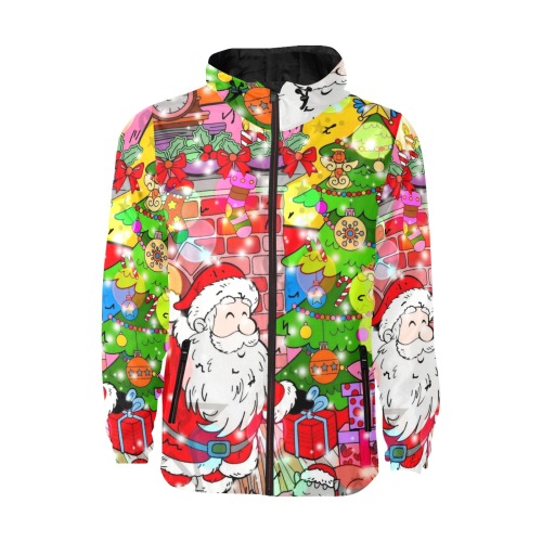 Santa Christmas by Nico Bielow All Over Print Quilted Windbreaker for Men (Model H35)