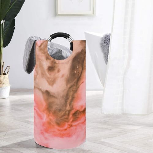 Pink marbled space 01 Round Laundry Bag