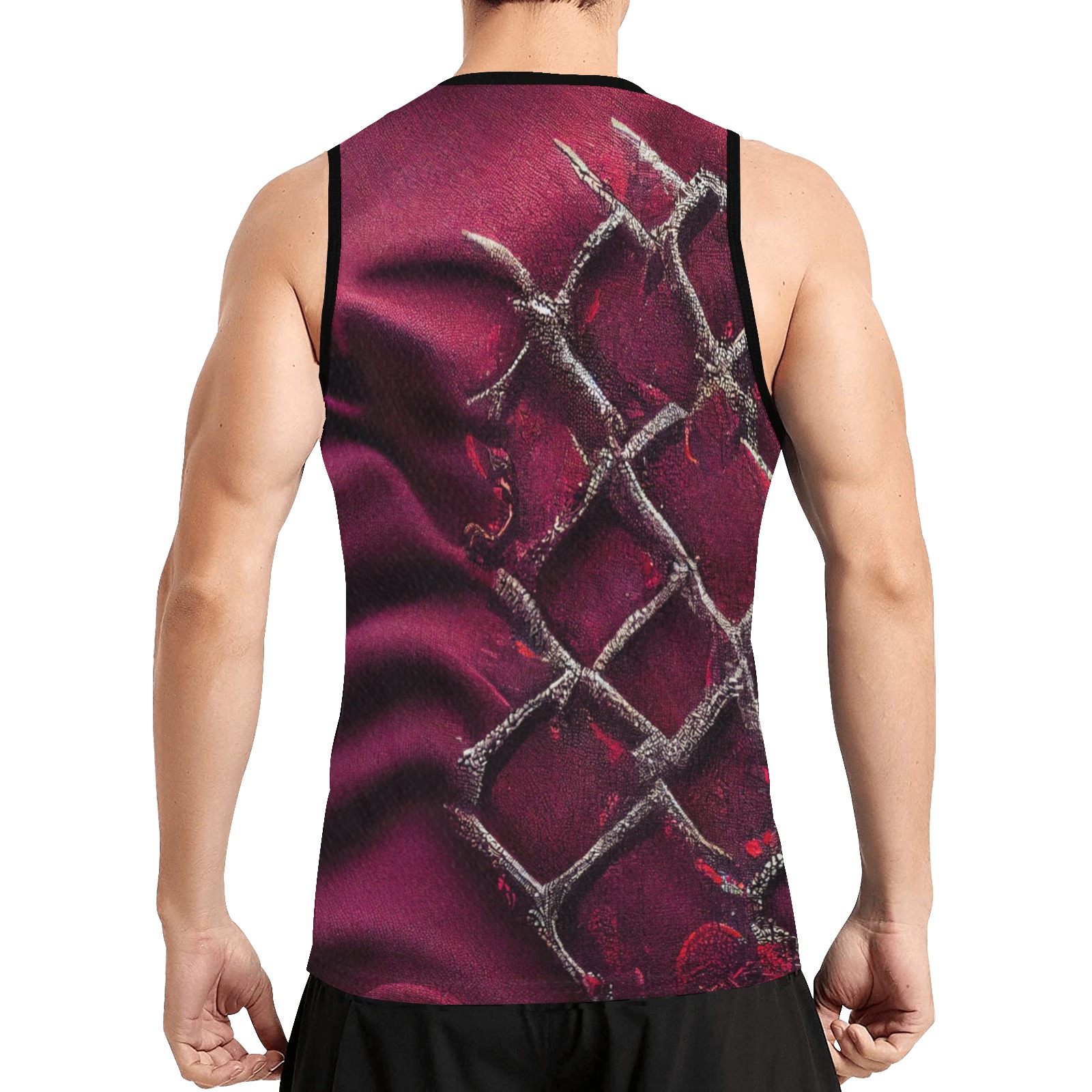 diamond pattern on burgundy All Over Print Basketball Jersey