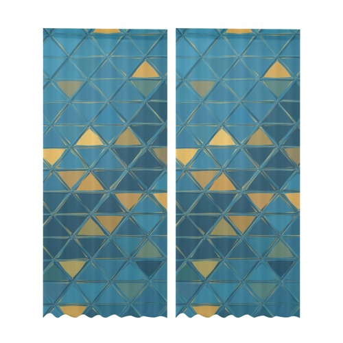 mosaic triangle 6 Gauze Curtain 28"x95" (Two-Piece)