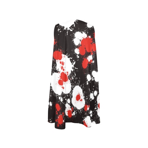 Black, White and Red Paint Splatter Sleeveless A-Line Pocket Dress (Model D57)