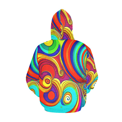 Colorful Groovy Rainbow Swirls All Over Print Hoodie for Men (USA Size) (Model H13)