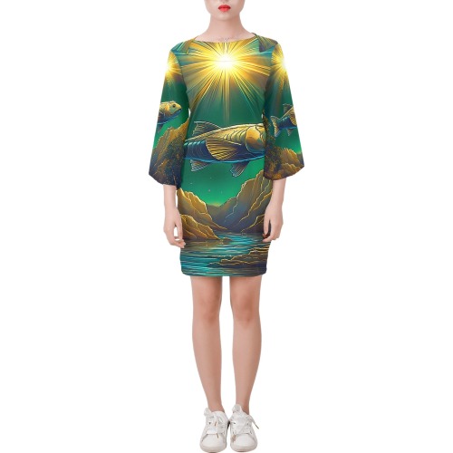 Celestial Swim Bell Sleeve Dress (Model D52)