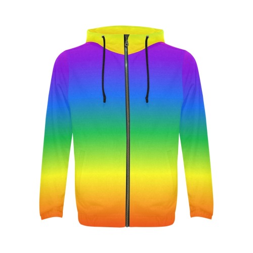 Cool Gradient Pride Rainbow All Over Print Full Zip Hoodie for Men (Model H14)
