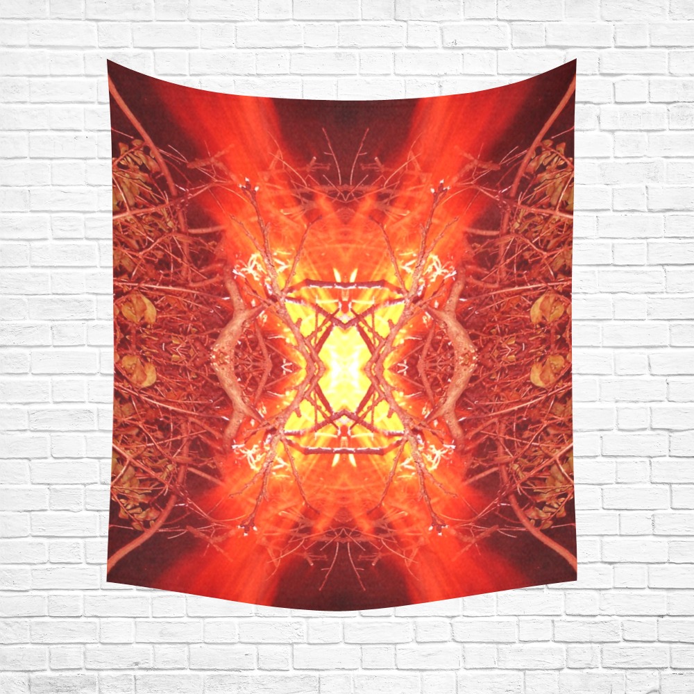 Abstract Fire Cotton Linen Wall Tapestry 51"x 60"