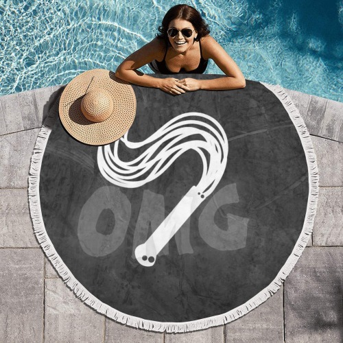 OMG Whip  by Fetishworld Circular Beach Shawl Towel 59"x 59"