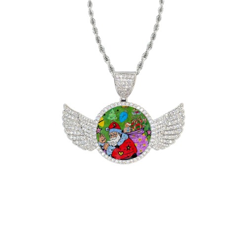 Christmas 2021 by Nico Bielow Wings Silver Photo Pendant with Rope Chain